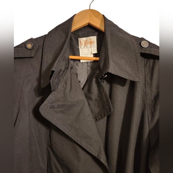 Vintage Black Long Trench Coat - Picture 4 of 8